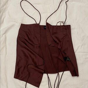 Lioness Brown Satin Strappy Top